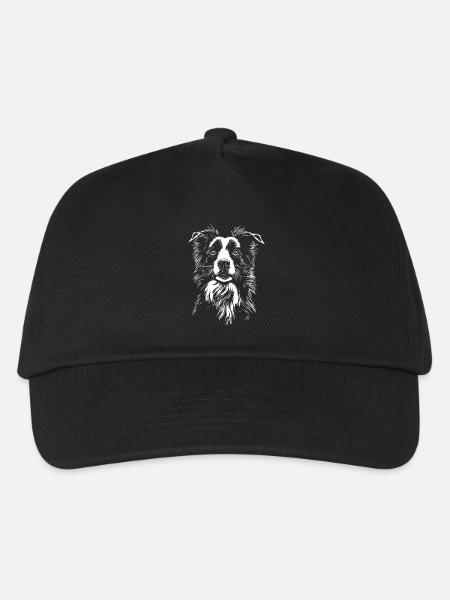 Border Collie Portrait Hunde Hund Hütehunde - Kinder Basecap - Schwarz