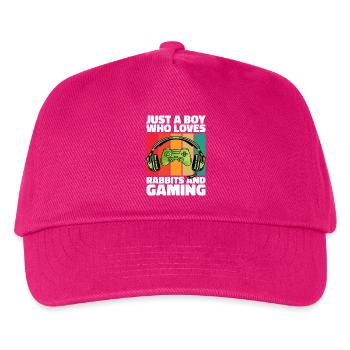 Gamer & Rabbits: Video Games & Leaping Adventure - Kids’ Baseball Cap - fuchsia - Front