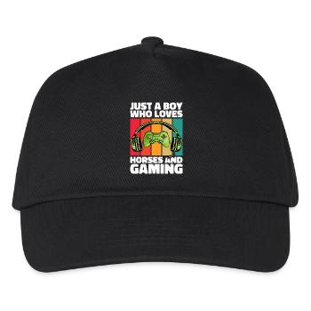 Gamer and Horses: Video Games and Equestrian Adventure - Kids’ Baseball Cap - black - Front