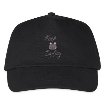 Keep smiling cute cat - Kinder Basecap - Schwarz - Vorne