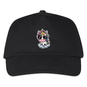 Unicorn Sticker Style - Kinder Basecap - Schwarz - Vorne