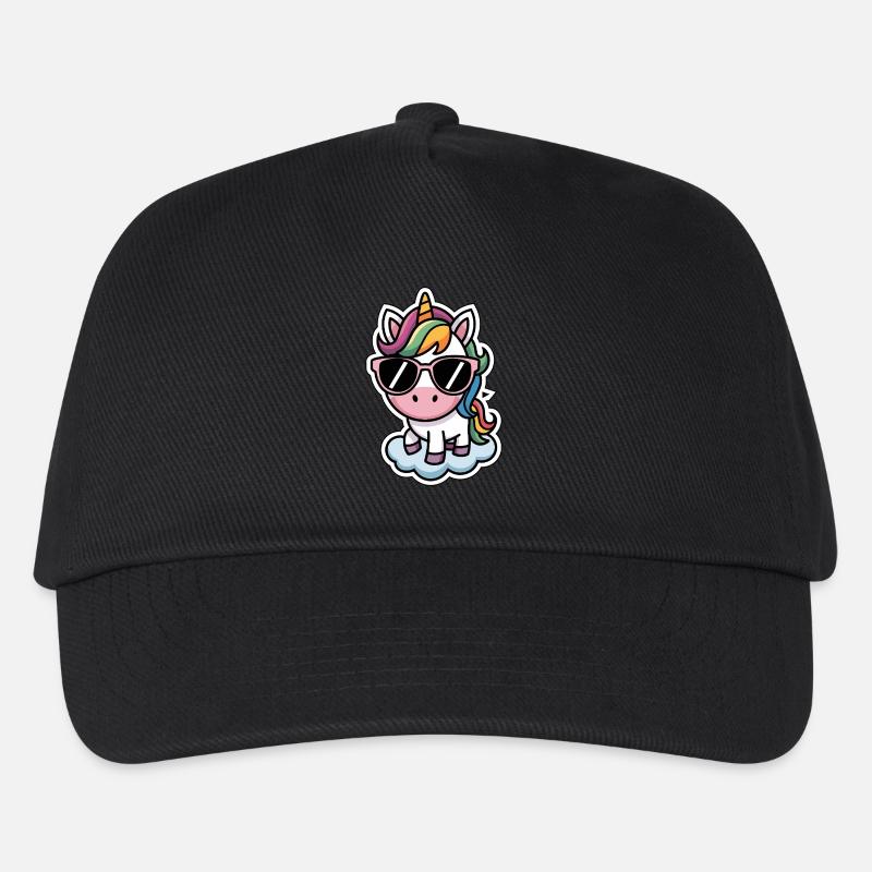 Unicorn Sticker Style - Kinder Basecap - Schwarz