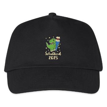 Schoolchild 2025 Dino with Sugar Cone - Kids’ Baseball Cap - black - Front