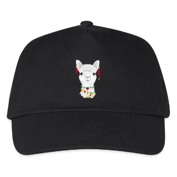 Colourfully decorated alpaca – charming animal motif - Kids’ Baseball Cap - black - Front