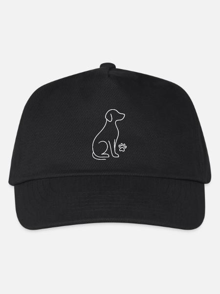 Minimalistisches Hund Design – Line Art Pfote - Kinder Basecap - Schwarz