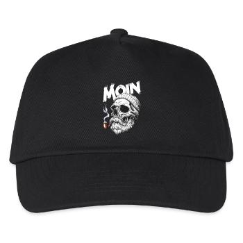 Moin Skull Totenkopf Pfeife Hamburg Plattdeutsch - Kinder Basecap - Schwarz - Vorne