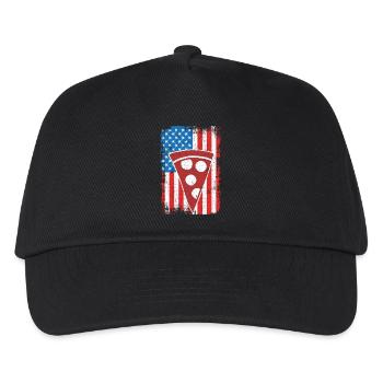 4. Juli US Pizza - Kinder Basecap - Schwarz - Vorne