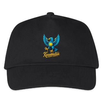 Kasachstan Adler Flagge Fahne cool Geschenk - Kinder Basecap - Schwarz - Vorne