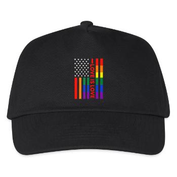 Patriotische Regenbogenflagge "Love Is Love" - Kinder Basecap - Schwarz - Vorne