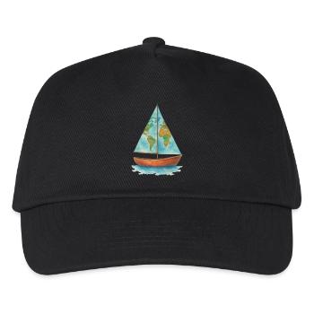 Boat World Map Sailboat - Kids’ Baseball Cap - black - Front
