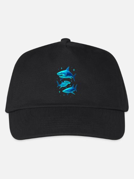 Futuristische Neonhai-Illustration - Kinder Basecap - Schwarz