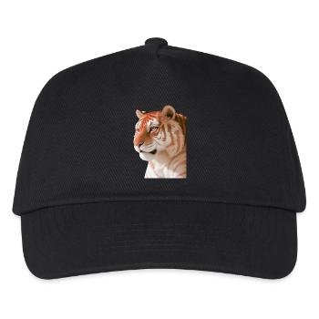 Floraler Tiger mit Blumen Kopfschmuck Ai-Art - Kinder Basecap - Schwarz - Vorne