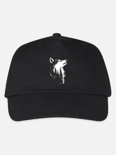 Nordischer Wolf Wald Silhouette - Kinder Basecap - Schwarz