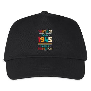 80th Birthday - Vintage - October 1945 - Kids’ Baseball Cap - black - Front
