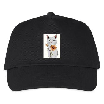 Serene Cat with Sunflower - Kids’ Baseball Cap - black - Front