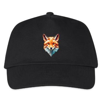 Geometrischer Fuchskopf - Kinder Basecap - Schwarz - Vorne