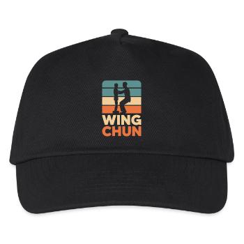Wing Chun Retro-Silhouette - Kinder Basecap - Schwarz - Vorne