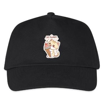 Gourmet-Katze und Pastellkegel - Kinder Basecap - Schwarz - Vorne