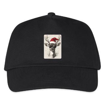 Rentier Hirsch Geweih Reindeer Vintage Weihnachten - Kinder Basecap - Schwarz - Vorne