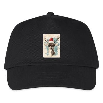 Rentier Hirsch Geweih Reindeer Vintage Weihnachten - Kinder Basecap - Schwarz - Vorne