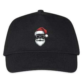 Santa Gläser mit Bart & Mütze - Kinder Basecap - Schwarz - Vorne