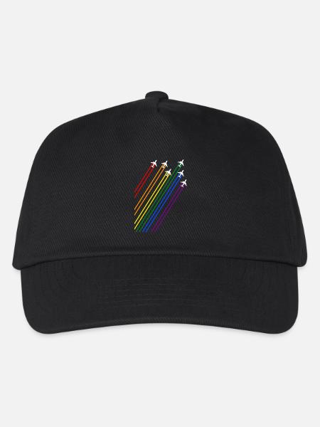 Flugzeuge mit Regenbogenspuren - Kinder Basecap - Schwarz