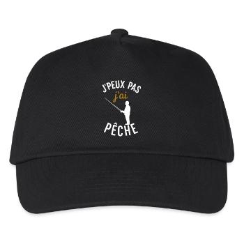 J'ai Pêche: Fischerausrede - Kinder Basecap - Schwarz - Vorne