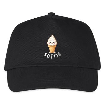Softie. Softeis Liebe Eiscreme Statement - Kinder Basecap - Schwarz - Vorne