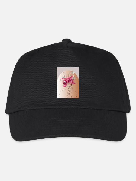 Flower head with butterfly crown - Kids’ Baseball Cap - black