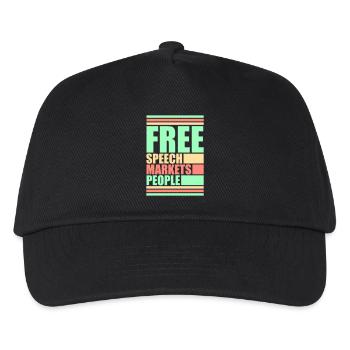 Free Speech Markets People Libertär Freiheit Logo - Kinder Basecap - Schwarz - Vorne