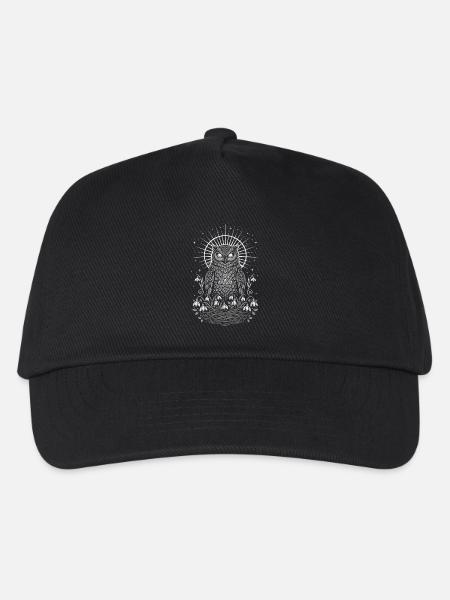 Imbolc Eule mit Triskele und Schneeglöckchen - Kinder Basecap - Schwarz