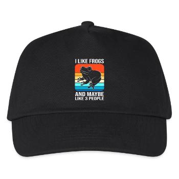 Laubfrosch Frosch - Kinder Basecap - Schwarz - Vorne