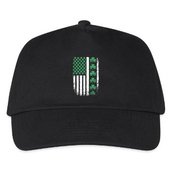 St Patrick Shamrock USA-Flagge - Kinder Basecap - Schwarz - Vorne