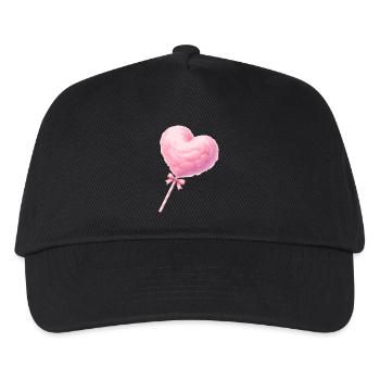 Pink Cotton Candy Heart Illustration - Kids’ Baseball Cap - black - Front