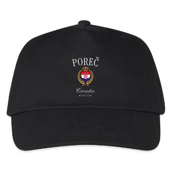 Poreč Kroatien Wappen Krone – Reise Souvenir - Kinder Basecap - Schwarz - Vorne