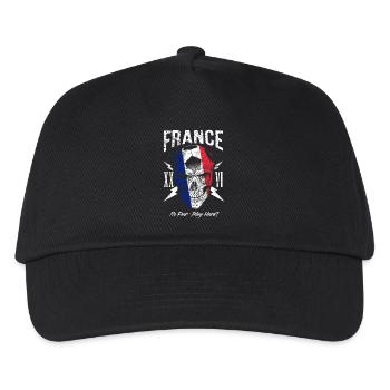 FRANKREICH Fußball Fan Totenkopf Flagge - Kinder Basecap - Schwarz - Vorne