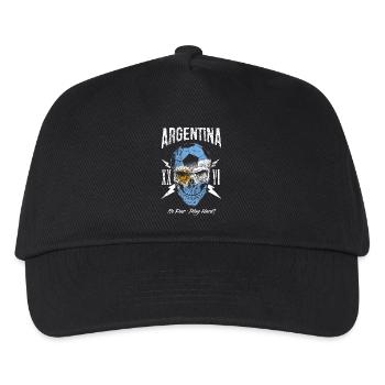 ARGENTINIEN Fußball Fan Totenkopf Flagge - Kinder Basecap - Schwarz - Vorne