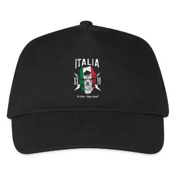 ITALIEN Italia Fußball Fan Totenkopf Flagge - Kinder Basecap - Schwarz - Vorne