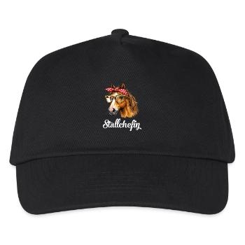 Stallchefin Pferd Stall lustig - Kinder Basecap - Schwarz - Vorne