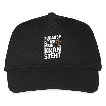  Zuhause Ist Wo Mein Kran Steht Kranfahrer Baukran - Kinder Basecap - Schwarz - Vorne