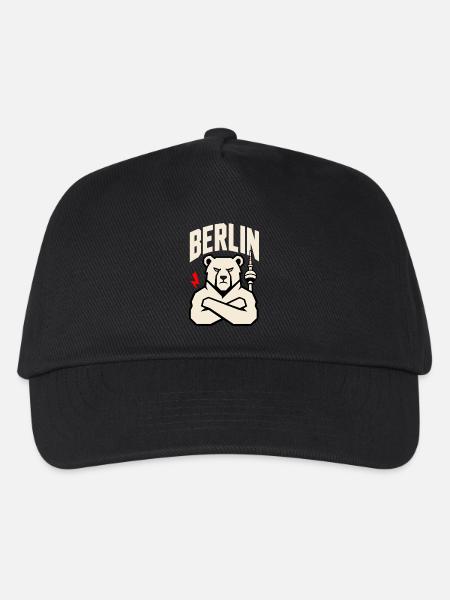 Berliner Bär Kämpferisch Armkreuz - Kinder Basecap - Schwarz