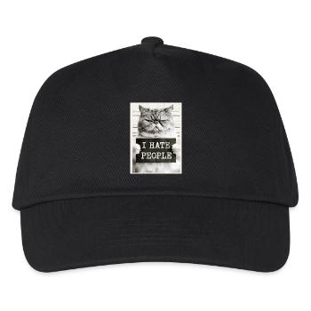 GrimmigerKater I HATE PEOPLE - Kinder Basecap - Schwarz - Vorne