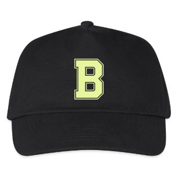 Leuchtendes B im Varsity-Stil - Kinder Basecap - Schwarz - Vorne