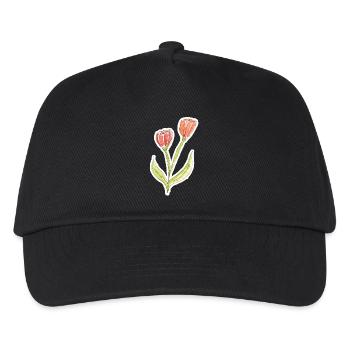 Wasserfarbene Tulpe - Kinder Basecap - Schwarz - Vorne