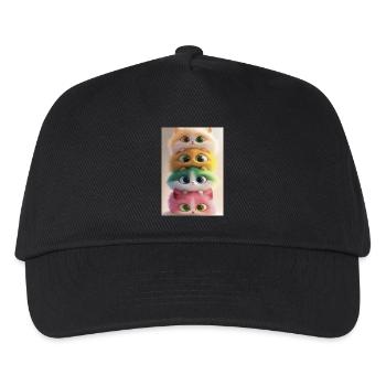 Stacked Rainbow Plush Cats - Kids’ Baseball Cap - black - Front