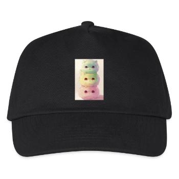 Pastel Cat in Rainbow Pile - Kids’ Baseball Cap - black - Front