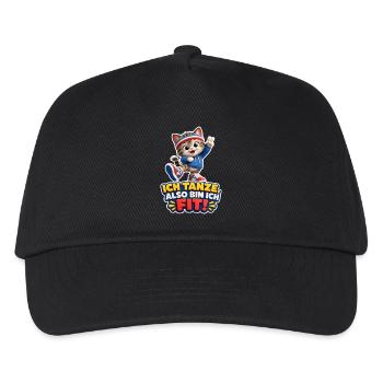 Ich Tanze Also Bin Ich Fit Katze Tanzspruch Cool - Kinder Basecap - Schwarz - Vorne