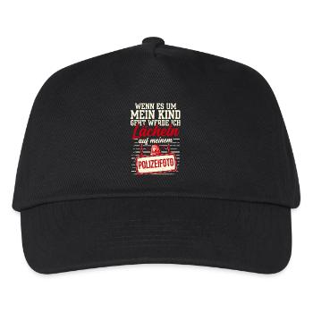 Wenn es um mein Kind geht - Polizeifoto - Kinder Basecap - Schwarz - Vorne