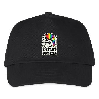 Punk Rock Einhorn - Regenbogen Irokese - Kinder Basecap - Schwarz - Vorne