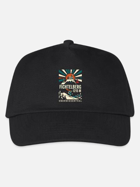 Fichtelberg Oberwiesenthal Ski Erzgebirge Retro - Kinder Basecap - Schwarz